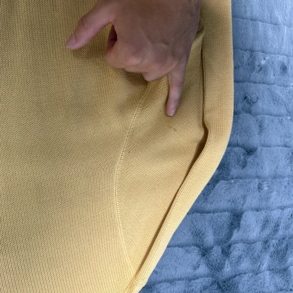 Eddie Bauer Sweater Mens Large Yellow Cotton Henley Crewneck Knit Pullover - Picture 8 of 9